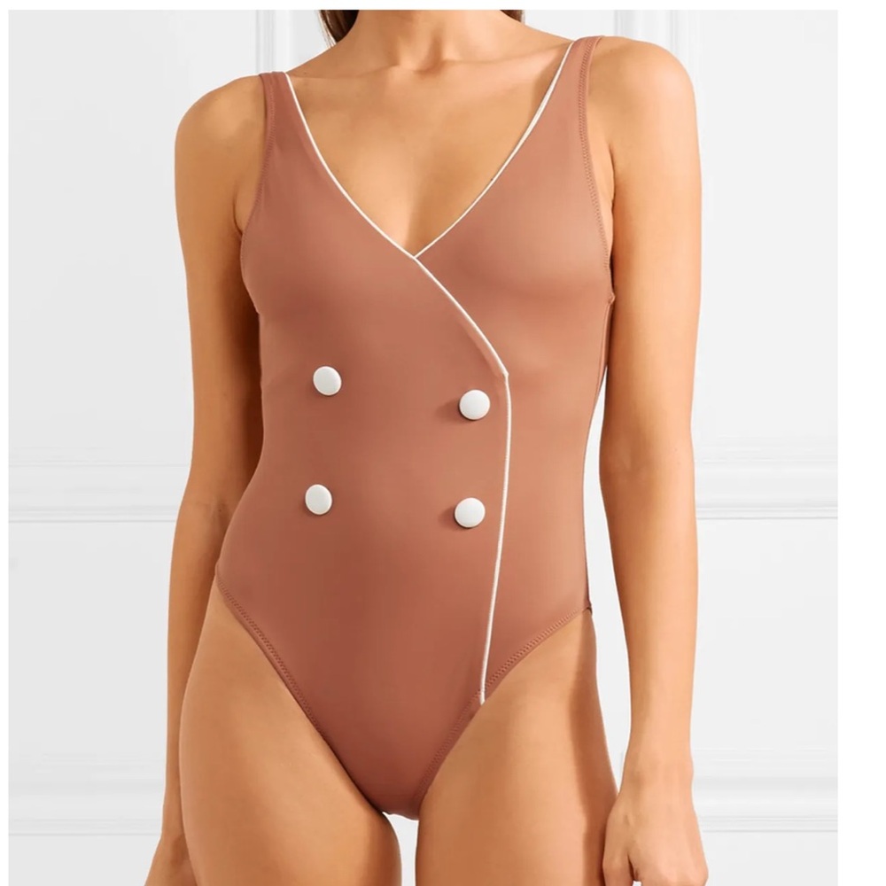 SOLID & STRIPED Brown One Piece Swimsuit
